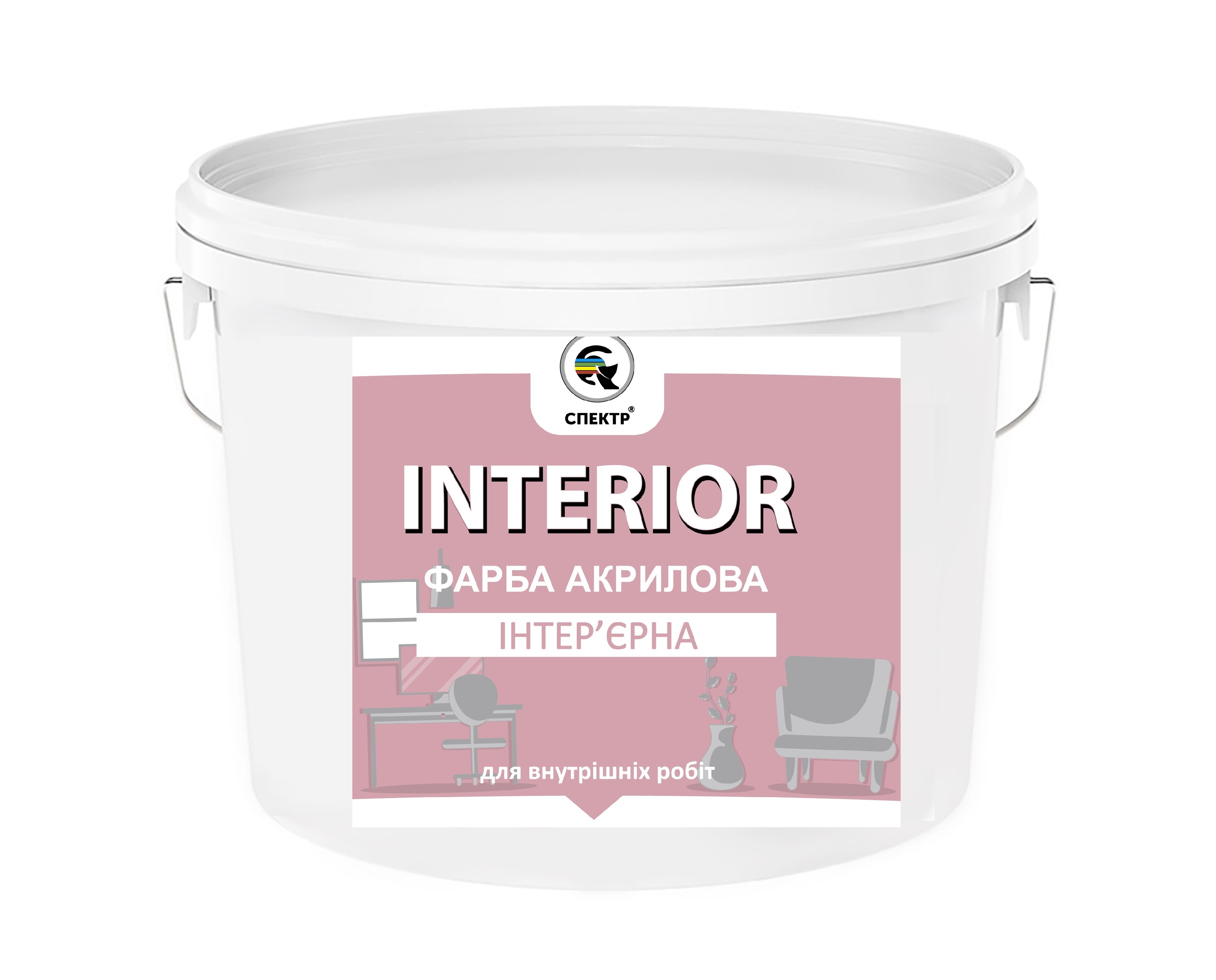 Фарба для внутрішніх робіт Інтер'єрна PROFI LINE, акрилова, латексна, мат білий, 14кг СПЕКТР